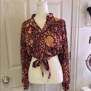 Floral Purple and Orange Women's Top